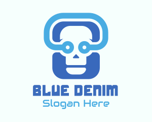 Blue Tech Skull  logo design