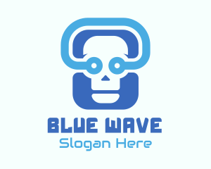 Blue - Blue Tech Skull logo design