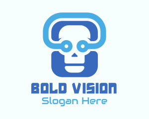 Blue Tech Skull  logo design