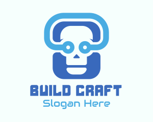 Blue Tech Skull  logo design