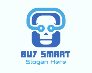 Blue Tech Skull  logo design