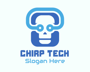 Blue Tech Skull  logo design