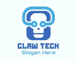 Blue Tech Skull  logo design