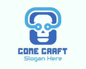 Blue Tech Skull  logo design