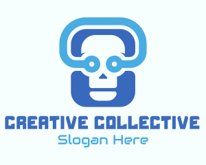 Blue Tech Skull  logo design