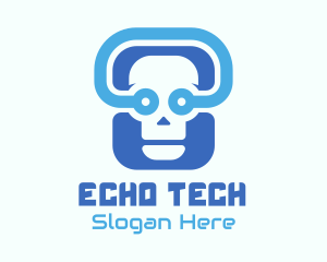 Blue Tech Skull  logo design