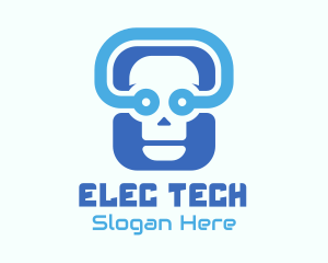 Blue Tech Skull  logo design