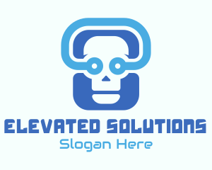 Blue Tech Skull  logo design