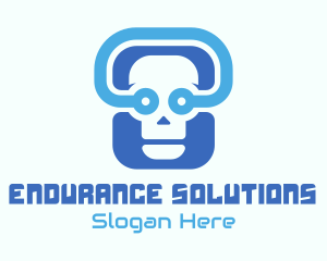 Blue Tech Skull  logo design