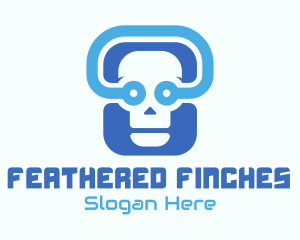 Blue Tech Skull  logo design