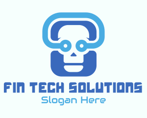 Blue Tech Skull  logo design