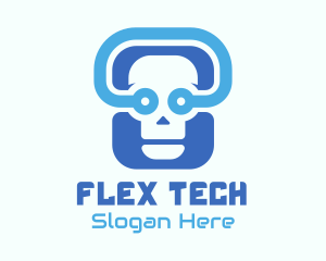 Blue Tech Skull  logo design