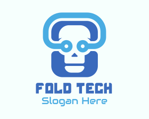 Blue Tech Skull  logo design