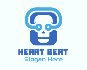 Blue Tech Skull  logo design