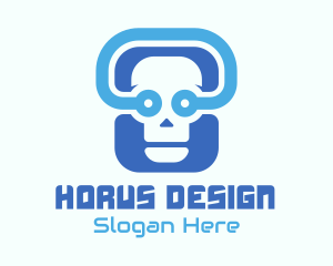 Blue Tech Skull  logo design