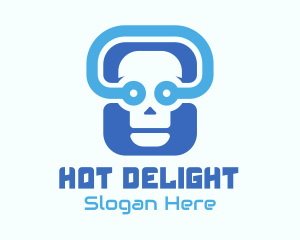 Blue Tech Skull  logo design