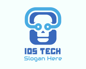 Blue Tech Skull  logo design