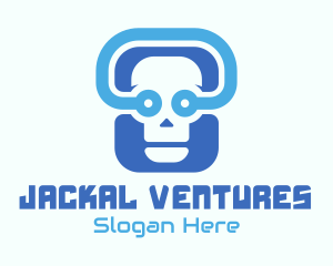 Blue Tech Skull  logo design