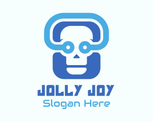 Blue Tech Skull  logo design