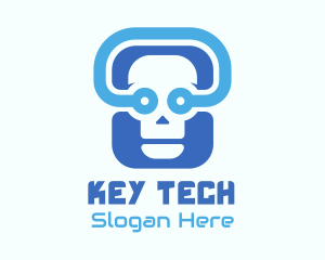 Blue Tech Skull  logo design