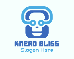 Blue Tech Skull  logo design