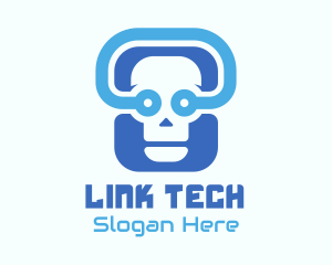 Blue Tech Skull  logo design