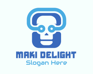 Blue Tech Skull  logo design