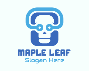 Blue Tech Skull  logo design