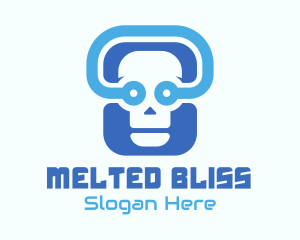 Blue Tech Skull  logo design