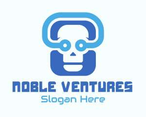 Blue Tech Skull  logo design