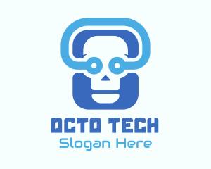 Blue Tech Skull  logo design