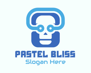 Blue Tech Skull  logo design