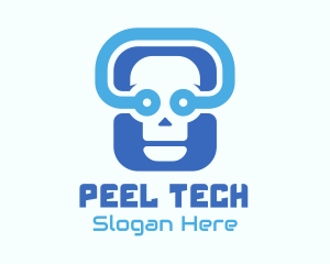 Blue Tech Skull  logo design