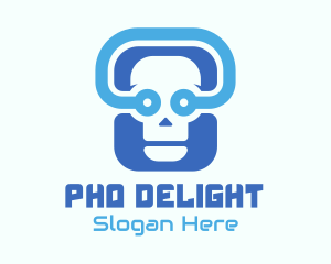 Blue Tech Skull  logo design