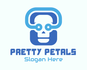 Blue Tech Skull  logo design