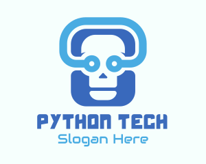 Blue Tech Skull  logo design