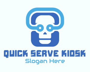 Blue Tech Skull  logo design