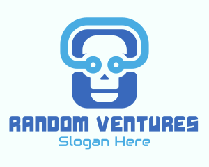 Blue Tech Skull  logo design