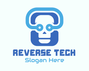 Blue Tech Skull  logo design