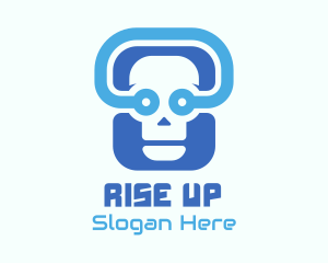 Blue Tech Skull  logo design