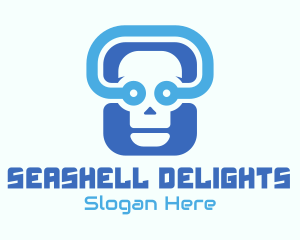 Blue Tech Skull  logo design