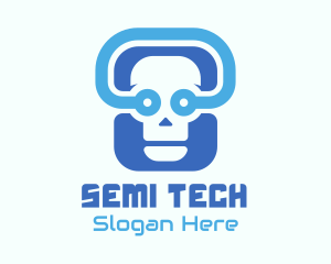 Blue Tech Skull  logo design