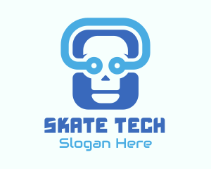 Blue Tech Skull  logo design