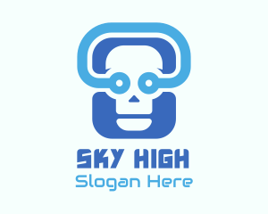 Blue Tech Skull  logo design