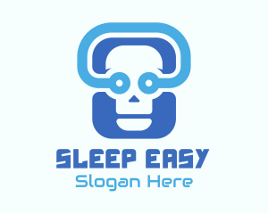 Blue Tech Skull  logo design