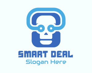 Blue Tech Skull  logo design