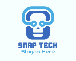 Blue Tech Skull  logo design