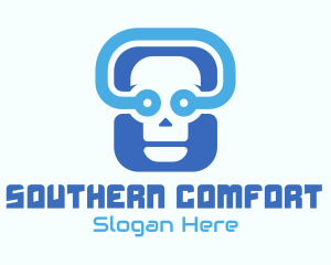 Blue Tech Skull  logo design