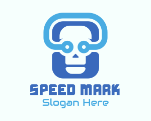 Blue Tech Skull  logo design