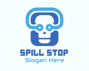 Blue Tech Skull  logo design